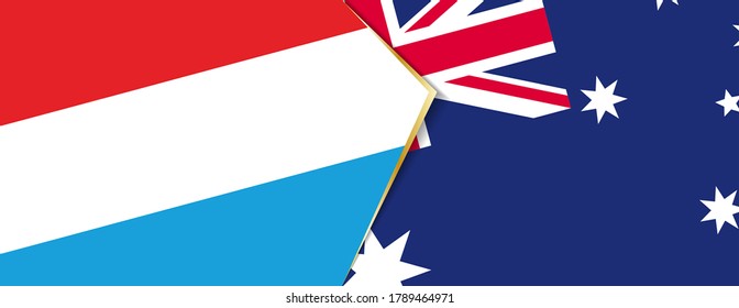 Banderas de Luxemburgo y Australia, dos banderas vectoriales símbolo de relación o confrontación.