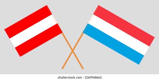 Luxembourg and Austria. The Luxembourgish and Austrian flags. Official proportion. Correct colors. Vector illustration