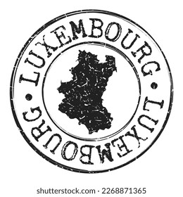 Luxembourg, Belgium Silhouette Postal Passport. Stamp Round Vector Icon Map. Design Travel Postmark.