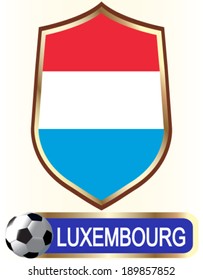 Luxembourg; Blazon with flag - vector illustration.