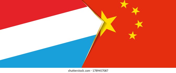 Luxemburg und China sind Flaggen, zwei Vektorflaggen Symbol für Beziehung oder Konfrontation.