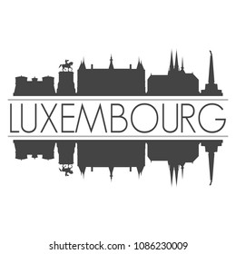 Luxembourg City Skyline Vector Art Mirror Silhouette Emblematic Buildings