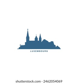 Luxembourg cityscape skyline city panorama vector flat logo icon. Logotype idea with landmarks and building silhouettes. Isolated solid shape graphic