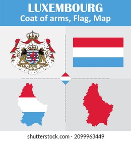 Luxembourg Coat of Arms, Flag and Map