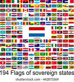 Luxembourg, collection of vector images of flags of the world