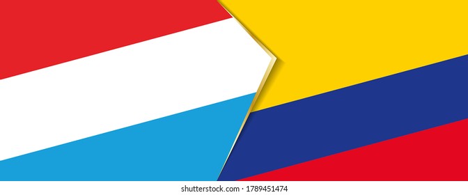 Luxembourg and Colombia flags, two vector flags symbol of relationship or confrontation.