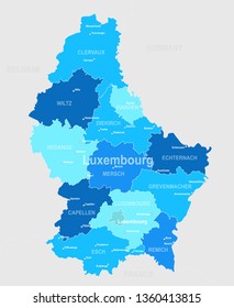 Luxembourg colored map - highly detailed vector illustration
