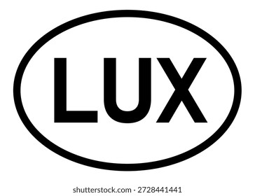 Luxembourg country code LUX icon vector on a white background
Country code abbreviation oval sticker icon on a white background