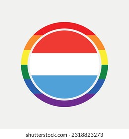 Luxembourg country flag circle - lgbt flag graphic element Illustration template design
