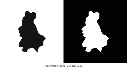 Luxembourg country map icon Flat fill set collection