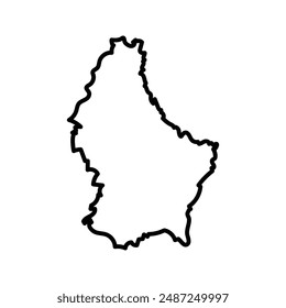 Luxembourg country map linear logo mark in black and white