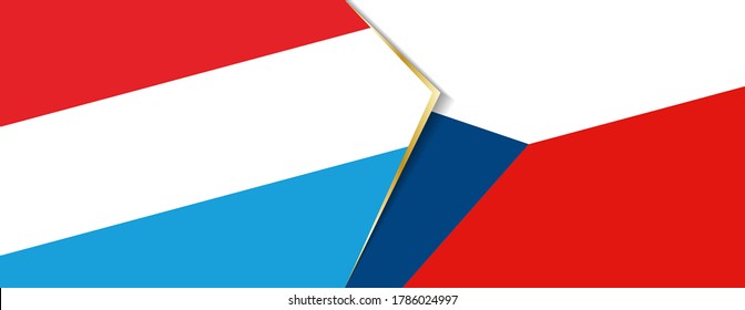 Banderas de Luxemburgo y la República Checa, dos banderas vectoriales símbolo de relación o enfrentamiento.