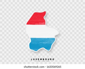 Luxembourg detailed map with flag of country. Painted in watercolor paint colors in the national flag.
