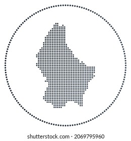 Luxembourg digital badge. Dotted style map of Luxembourg in a circle. Tech icon of the country with gradiented dots. Elegant vector illustration.
