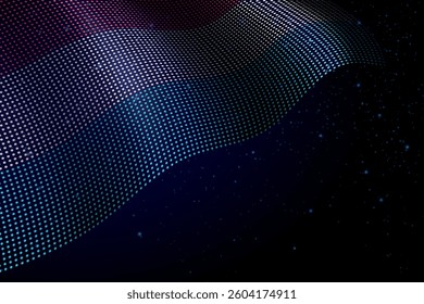 Luxembourg digital flag made of dots, waving over a starry dark background
