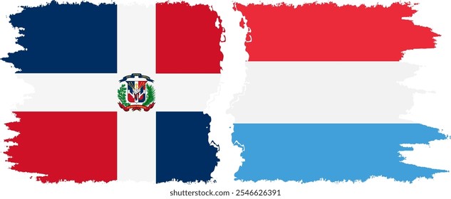 Luxembourg and Dominican Republic grunge flags connection, vector