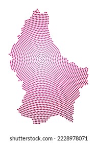 Luxemburg hat die Karte gestrichen. Die digitale Form Luxemburgs. Das technische Symbol des Landes mit gestuften Punkten. Elegante Vektorgrafik.