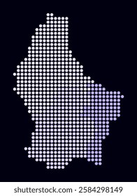 Luxembourg dotted map. Digital style map of the country on a dark background. Luxembourg shape with circle dots. Colored dots style. Large size circles. Modern vector illustration.