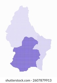 Luxembourg dotted map. Digital style map of the country on a white background. Luxembourg shape with square dots. Colored dots style. Small size squares. Vibrant vector illustration.