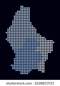 Luxembourg dotted map. Digital style map of the country on dark background. Luxembourg shape with square dots. Colored dots style. Large size squares. Amazing vector illustration.