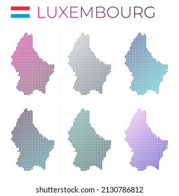 Luxembourg dotted map set. Map of Luxembourg in a dotted style. Borders of the country filled with beautiful smooth gradient circles. Modern vector illustration.