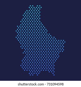 Luxembourg Dotted Map Vector Round Design Gradient Art