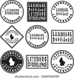 Luxembourg Dudelange Round Seal Map Design