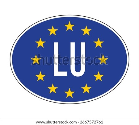Luxembourg EU-Style Car Sticker – LU Code with European Union Stars