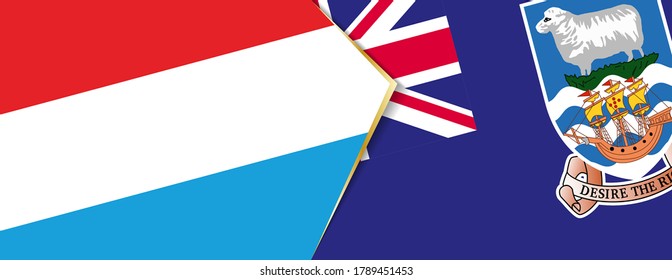 Luxembourg and Falkland Islands flags, two vector flags symbol of relationship or confrontation.
