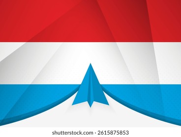 Luxembourg Flag with Abstract Paper Airplane Design, National Flag in a geometric folded paper style. Vector illustration.