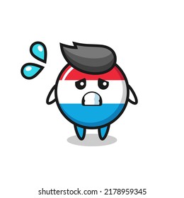 luxembourg flag badge mascot character with afraid gesture , cute style design for t shirt, sticker, logo element