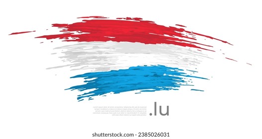 Luxembourg flag. Brush strokes, grunge. Stripes colors of luxembourgish flag on white background. Vector design national poster, template, place for text. State patriotic banner of luxembourg, flyer