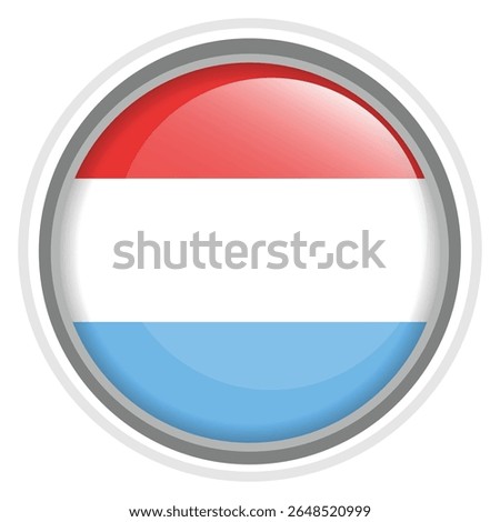 Luxembourg Flag Button Icon Glossy Round National Emblem Vector Illustration