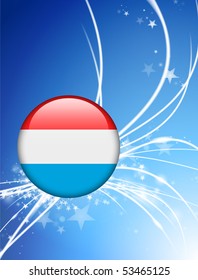 Luxembourg Flag Button on Abstract Light Background Original Illustration