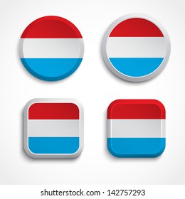 Luxembourg flag buttons, vector illustration