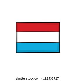 Luxemburgische Flagge im Zeichenstil isolierte Vektorgrafik. Handgezeichnete Objektgrafik für Ihre Präsentation, Unterrichtsmaterialien oder andere.