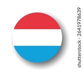 Luxembourg flag - flat vector circle icon or badge with dropped shadow.