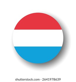 Luxembourg flag - flat vector circle icon or badge with dropped shadow.