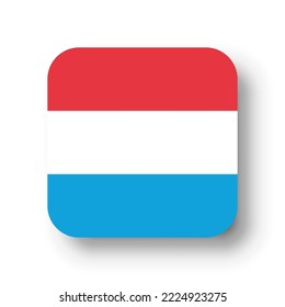 Luxembourg flag - flat vector square with rounded corners and dropped shadow.