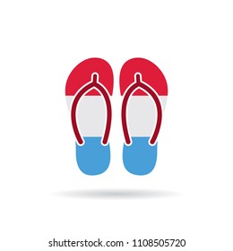 Luxembourg flag flip flop sandals icon on a white background.