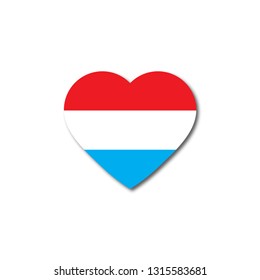 Luxembourg flag. Heart with flag of Luxembourg . Love Luxembourg emblem.