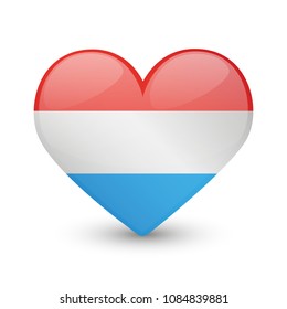 Luxembourg Flag Heart Love Emoji Icon Object Symbol Gradient Vector Art Design Cartoon Isolated.