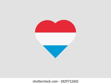 Luxembourg flag in heart outline.