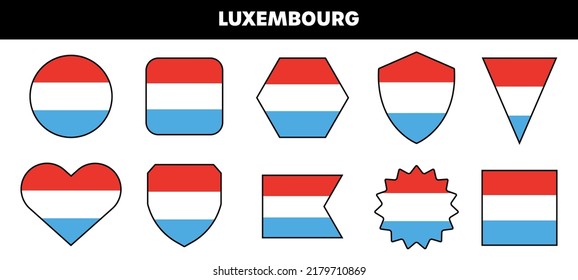 Luxembourg flag labels collection. Vector isolated on white. Badge set with Luxembourg colors.