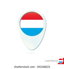 Luxembourg flag location map pin icon on white background. Vector Illustration.