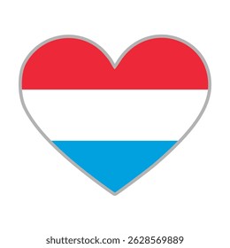 Luxembourg flag. Luxembourg love flag. Luxembourg flag in heart shape. Love symbol. Vector illustration