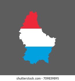 Luxembourg flag and map on the gray background. Vector illustration