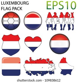 Luxembourg Flag Map Pack - 9 in Total