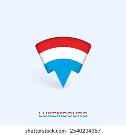 Luxembourg Flag Map Pointer Design with Shadow. Vector illustrator.