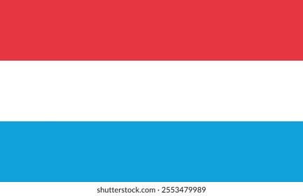 Luxembourg flag in official colors, dimensions and aspect ratio. Vector flag symbolizing national pride, identity, heritage, patriotism and authority